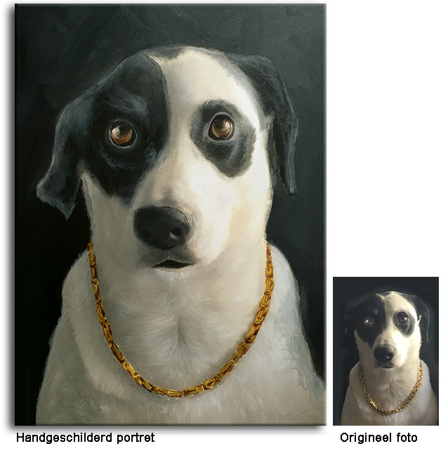 Hond schilderij van foto laten bestellen online maken