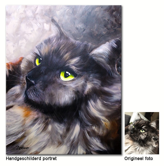 dierenschilderij dier schilderij poes cat schilderij